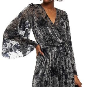 NWT BA&SH Vianca Dress Metallic Wrap Maxi Gown Robe